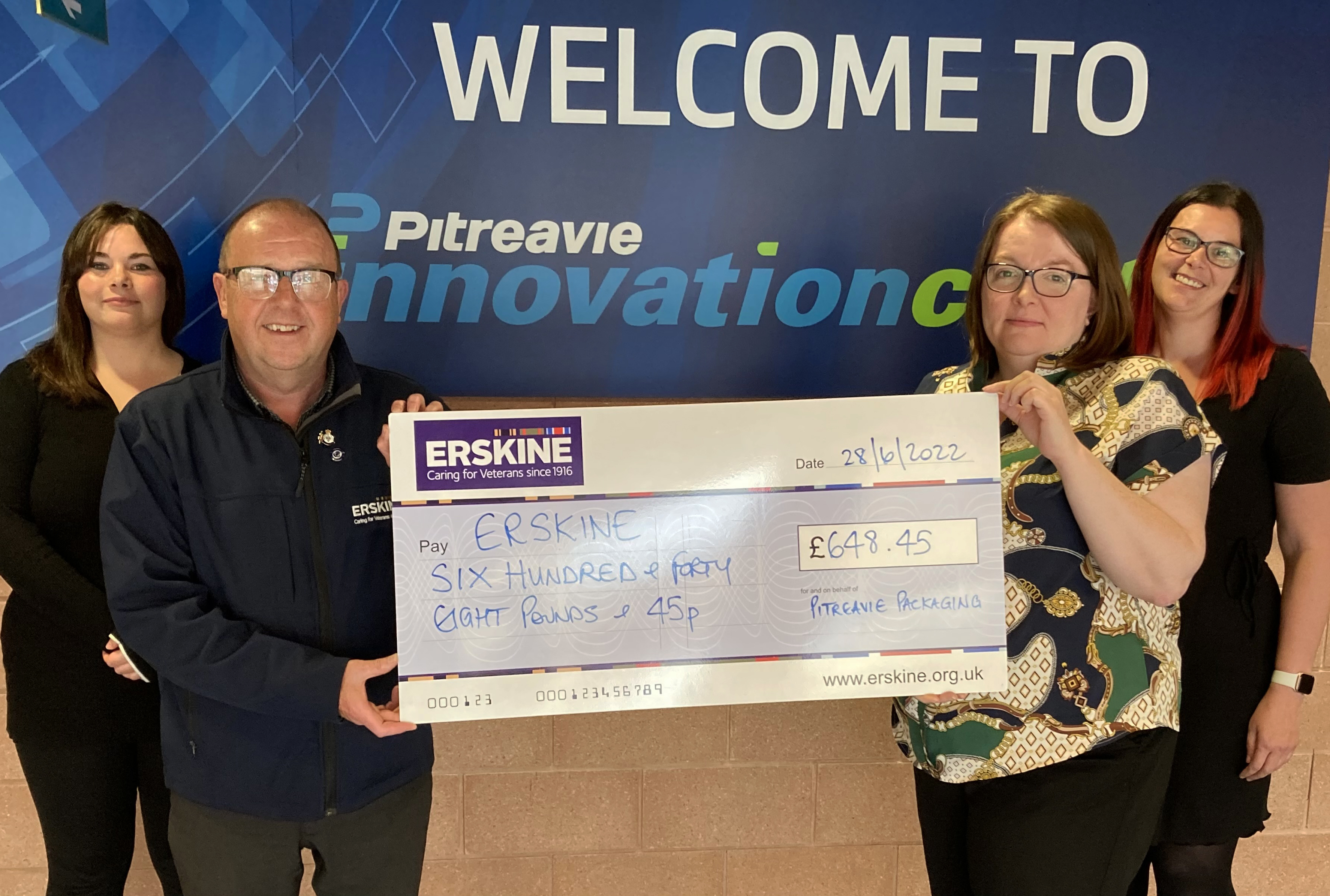 Pitreavie team donate to Erskine veterans charity
