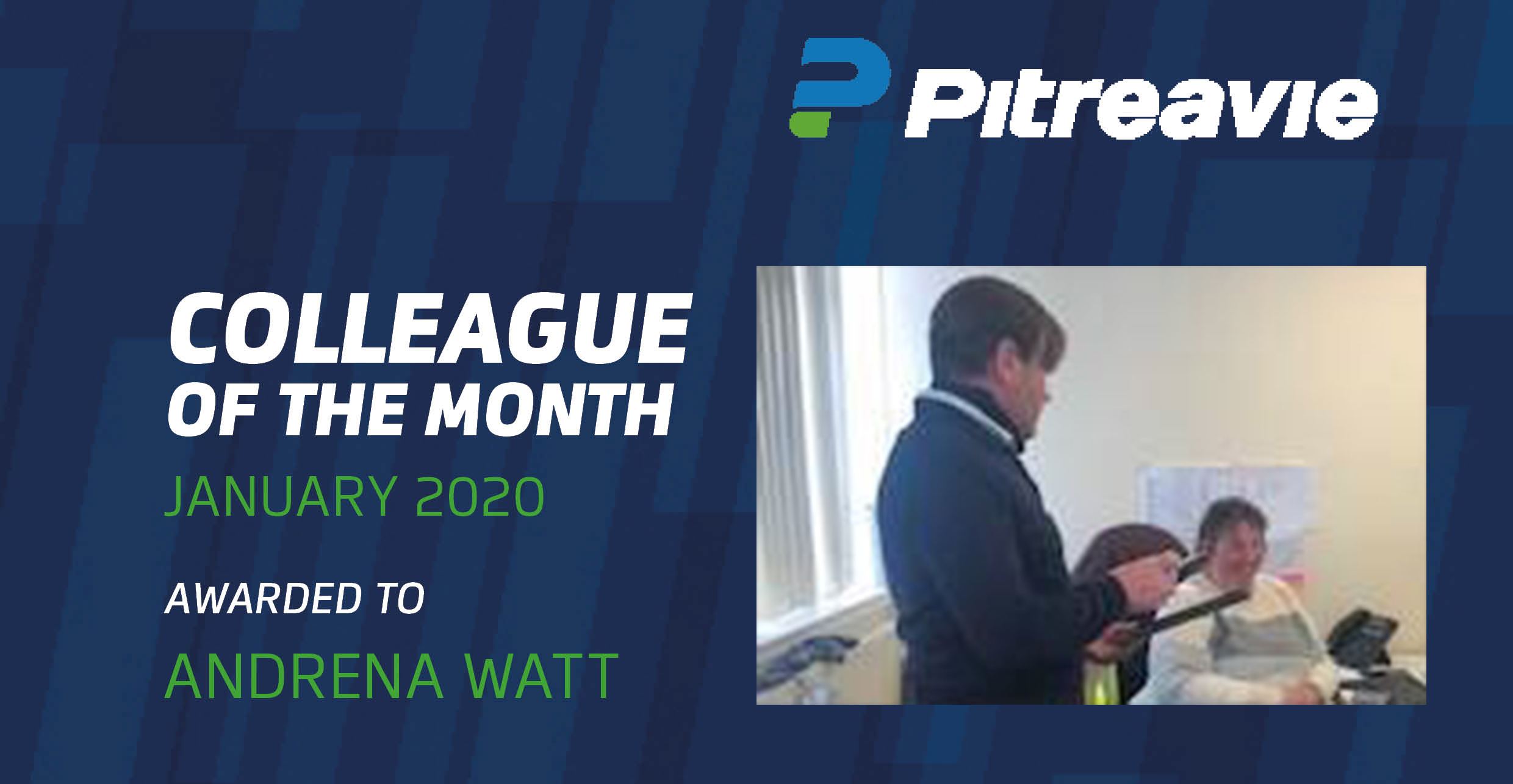 pitreavie colleague of the month andrena watt with director stephen heslop