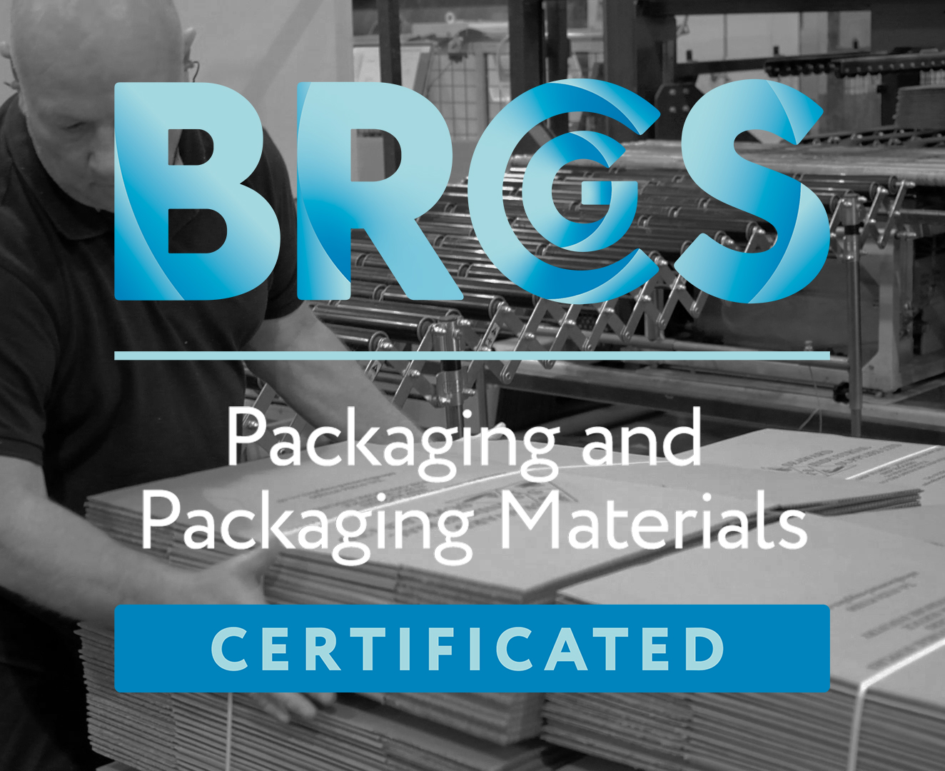 BRCGS logo with box machine in background