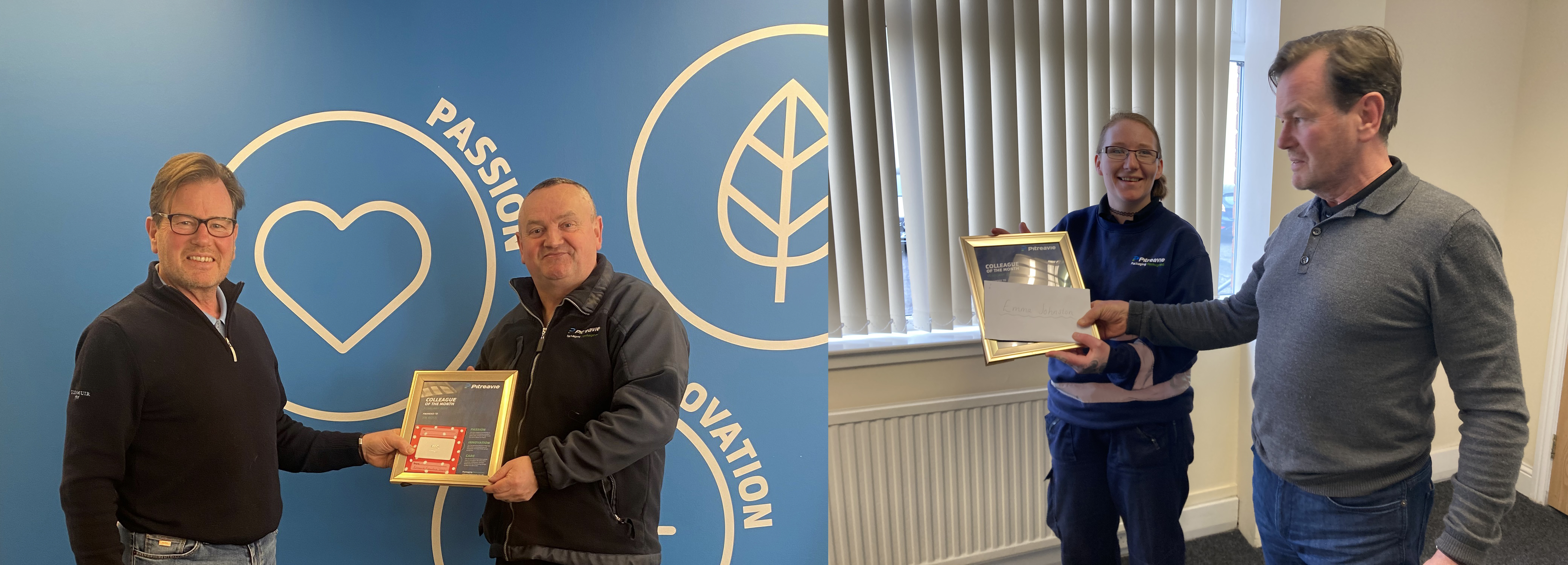 Pitreavie Packaging Colleague of the Month Emma Johnston Jim Ross