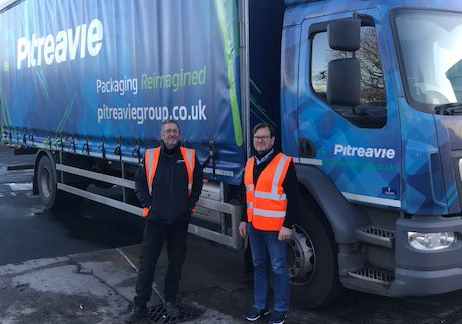pitreavie colleague of the month winner derek begg in front of pitreavie branded truck
